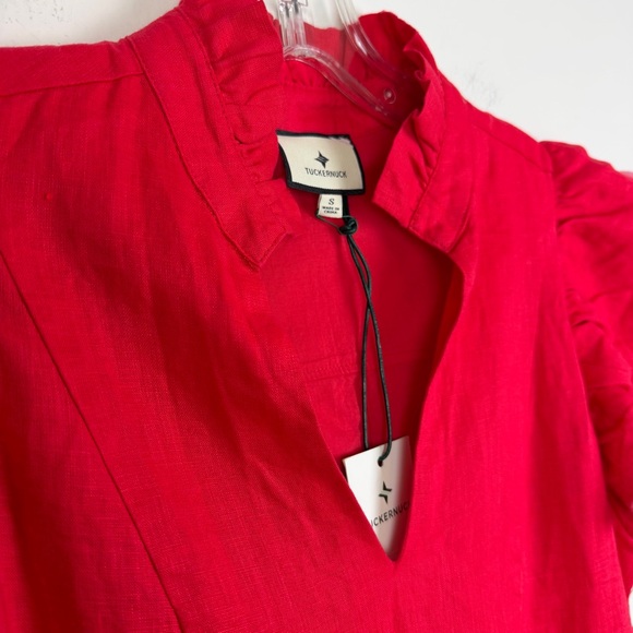 NWT Tuckernuck Hibiscus Red Linen Bella Dress Size S - Picture 6 of 16
